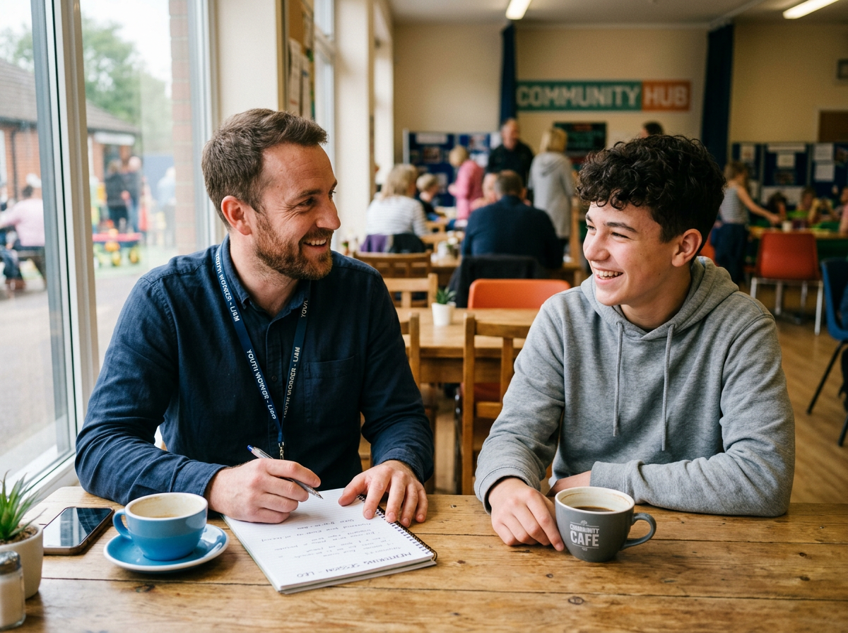 A mentor guiding a young man in a one-on-one session